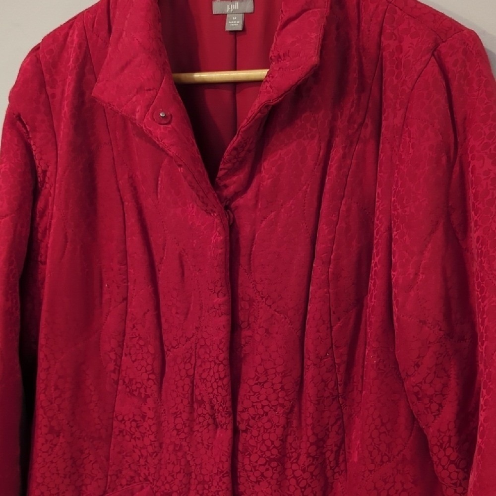 Silk‎ Quilted Jacket Red size Medium Pockets image 2
